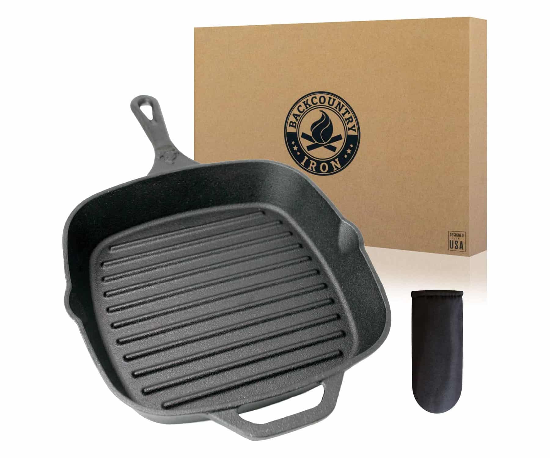 Backcountry Cast Iron 12 inch Large Square Grill Pan